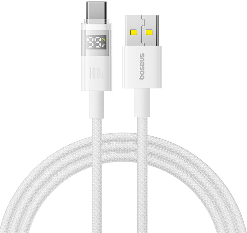 Kabel za podatke i punjenje USB-A - USB-C Baseus Display 2, 100W, 2m, Bijeli P10382701211-01