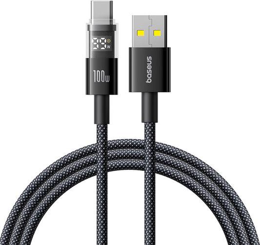 Kabel za podatke i punjenje USB-A - USB-C Baseus Display 2, 100W, 1m, Crni P10382701121-00