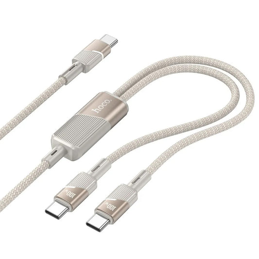 USB-C kabel za podatke i punjenje - 2 x USB-C HOCO U139 2u1, 100W, 1.2m, Zlatni