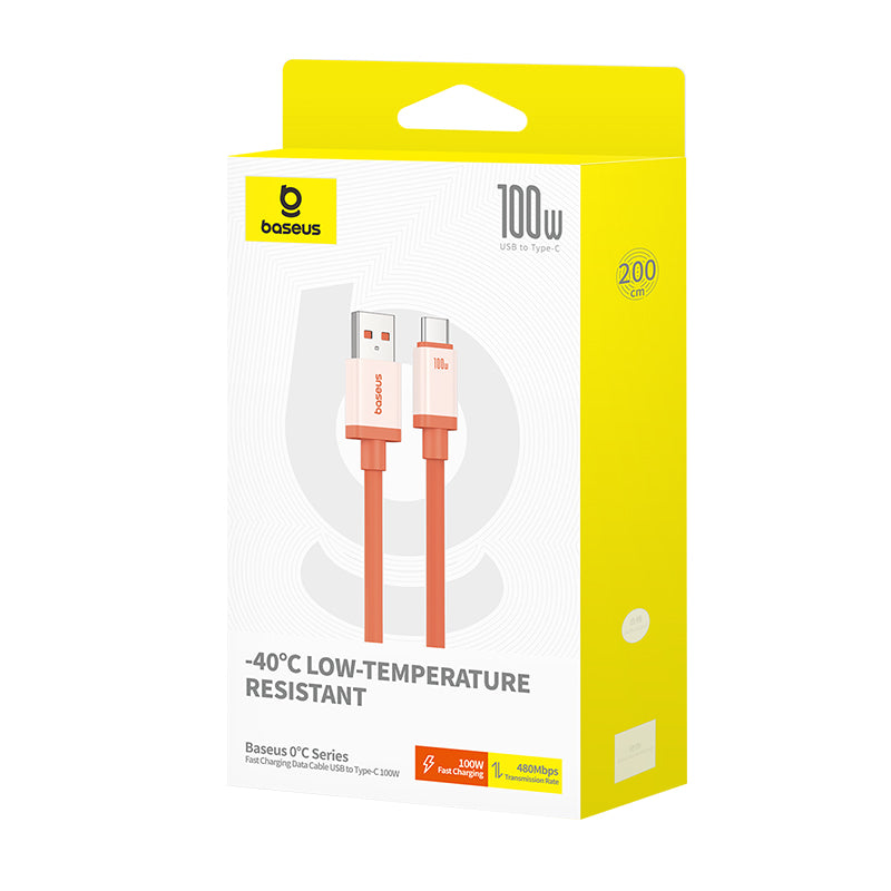 Kabel za podatke i punjenje USB-A - USB-C Baseus Zero Degree Series, 100W, 2m, Crveni