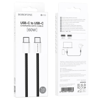 Kabel za podatke i punjenje USB-C - USB-C Borofone BX103 Original, 60W, 1m, Crni