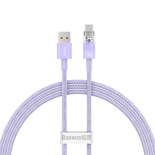 Kabel za podatke i punjenje USB-A - USB-C Baseus Explorer, 100W, 1m, Ljubičasti CATS010405