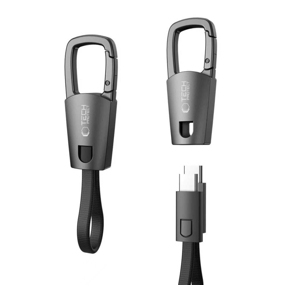 Kabel za podatke i punjenje USB-C - USB-C Tech-Protect Ultraboost DNA privjesak za ključeve, 60W, 0.17m, Sivi