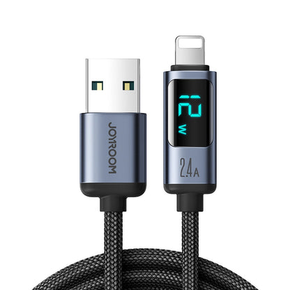 Kabel za prijenos podataka i punjenje USB-A - Lightning Joyroom S-A16 Prism Display, 12W, 1.2m, Crni