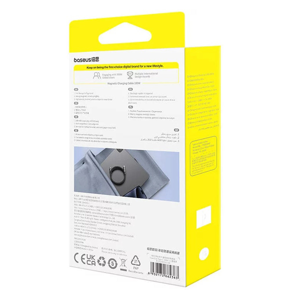 Kabel za podatke i punjenje USB-C - USB-C Baseus Tungsten Gold, 100W, 1m, Crni P10319805111-00