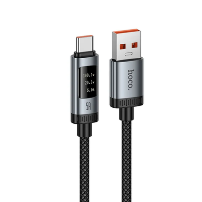 Kabel za podatke i punjenje USB-A - USB-C HOCO Display U148, 100W, 1.2m, Crni