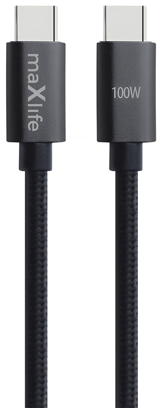 Kabel za podatke i punjenje USB-C - USB-C MaXlife MXUC-12, 100W, 1m, Crni