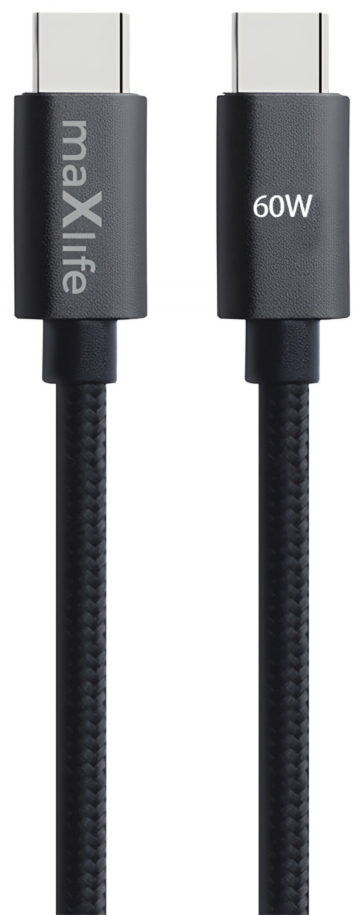 Kabel za podatke i punjenje USB-C - USB-C MaXlife MXUC-12, 60W, 1m, Crni