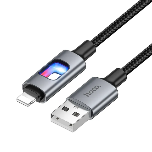 Kabel za podatke i punjenje USB-A - Lightning HOCO U144 Led, 18W, 1.2m, Crni