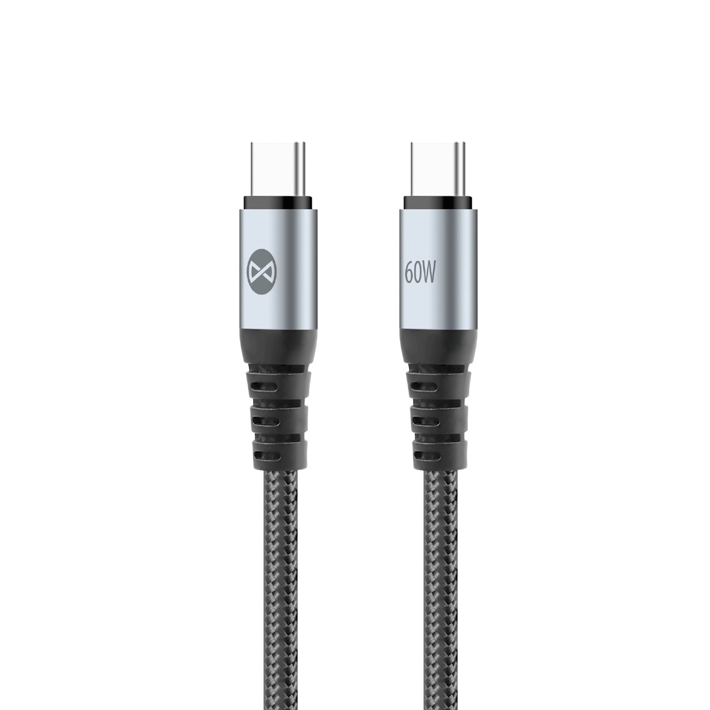 Kabel za podatke i punjenje USB-C - USB-C Forever Braix, 60W, 1m, Crni
