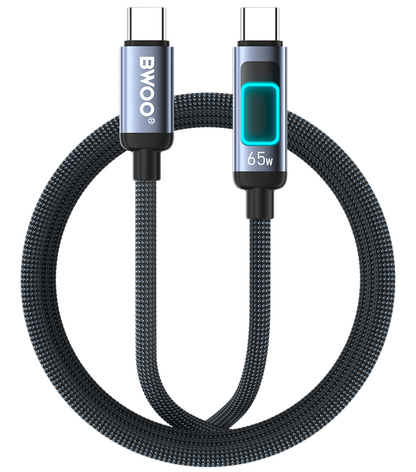 USB-C - USB-C kabel za prijenos podataka i punjenje BWOO X324CC Display, 65W, 1m, Crna