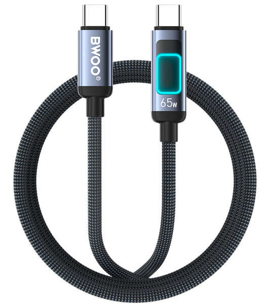 USB-C - USB-C kabel za prijenos podataka i punjenje BWOO X324CC Display, 65W, 1m, Crna