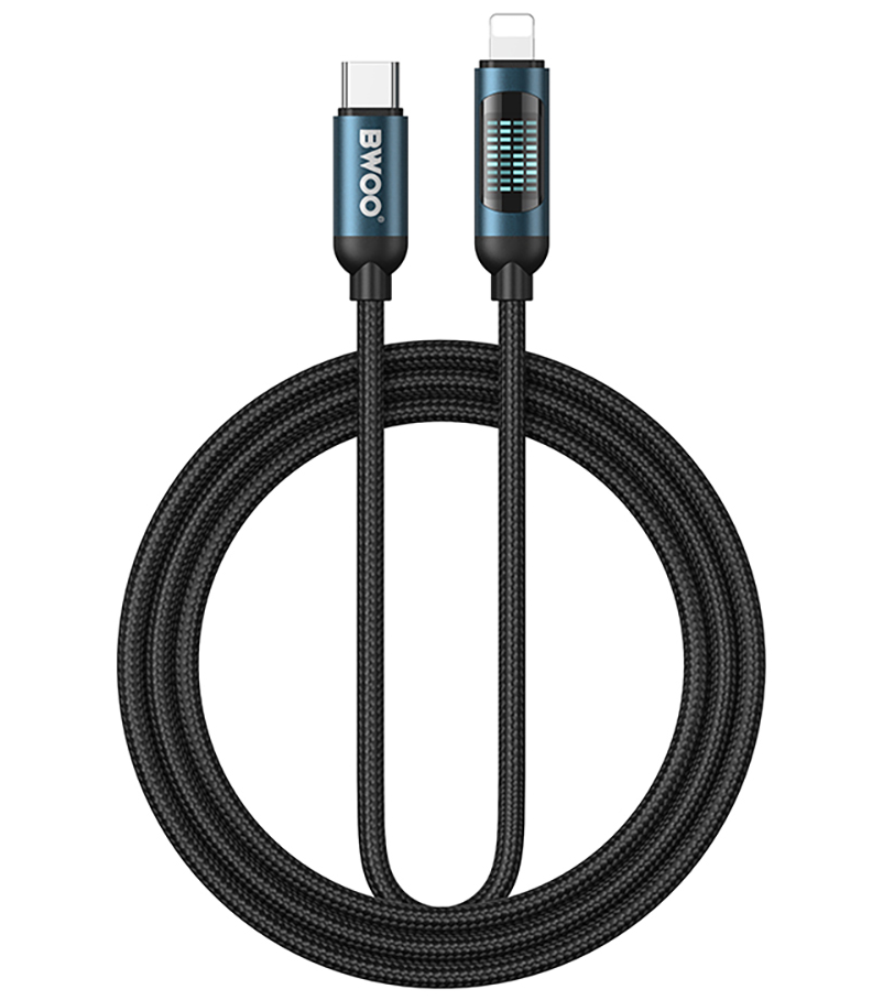 USB-C kabel za prijenos podataka i punjenje - Lightning BWOO X305 Display, 27W, 1m, Crna