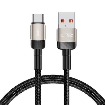 USB-A - USB-C kabel za prijenos podataka i punjenje Tech-Protect Ultraboost EVO, 100W, 1m, Srebrni