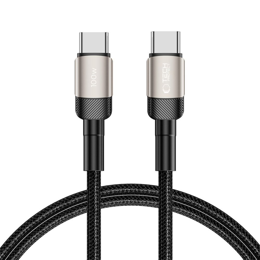 USB-C - USB-C kabel za prijenos podataka i punjenje Tech-Protect Ultraboost EVO, 100W, 1m, Srebrni