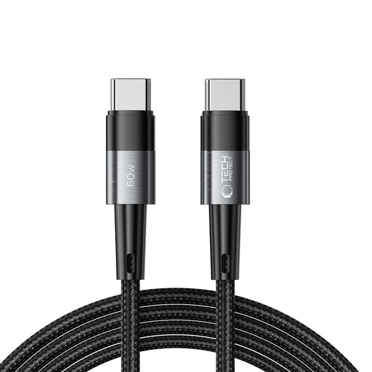 USB-C - USB-C kabel za prijenos podataka i punjenje Tech-Protect Ultraboost, 60W, 2m, Siva