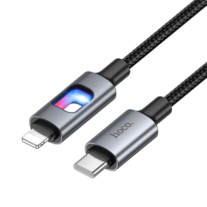 Kabel za prijenos podataka i punjenje USB-C - Lightning HOCO U144 Led, 27W, 1.2m, Crni