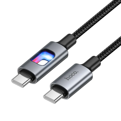 USB-C - USB-C HOCO U144 Led kabel za prijenos podataka i punjenje, 60W, 1.2m, Crna