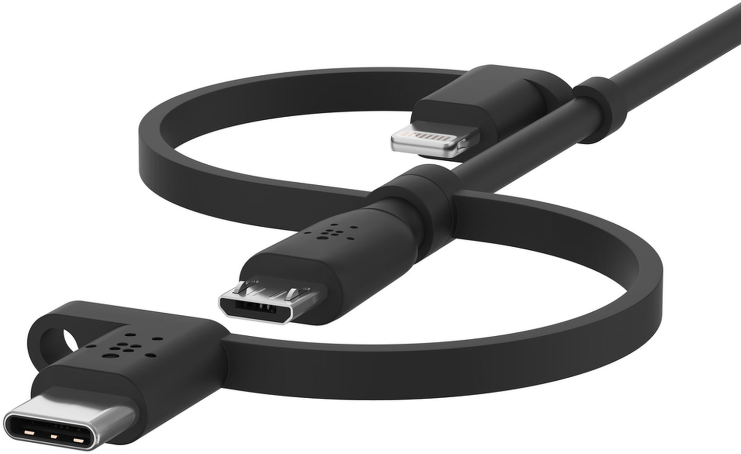 Kabel za prijenos podataka i punjenje USB-A - Lightning / microUSB / USB-C Belkin BoostCharge, 1m, Crni CAC001bt1MBK