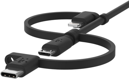Kabel za prijenos podataka i punjenje USB-A - Lightning / microUSB / USB-C Belkin BoostCharge, 1m, Crni CAC001bt1MBK
