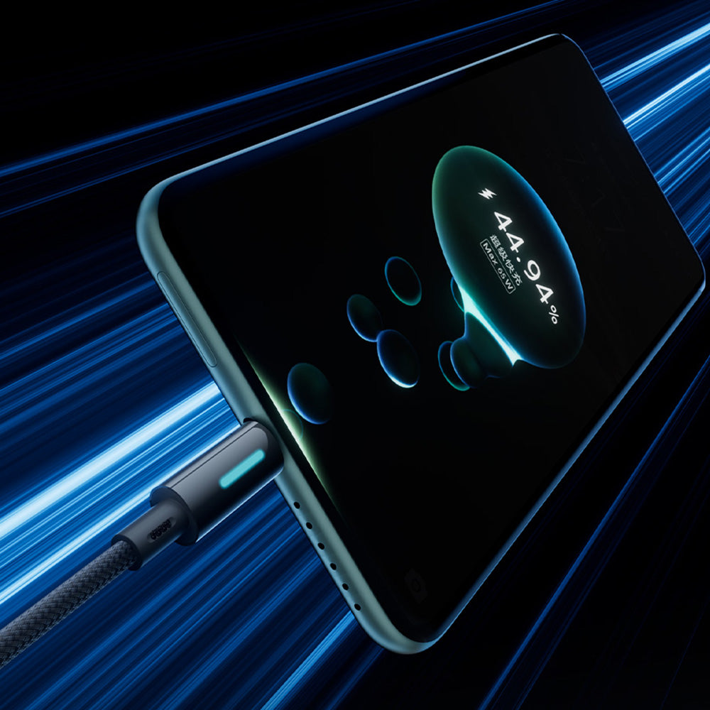 Kabel za podatke i punjenje USB-A - USB-C Baseus Lit Button Control, 100W, 2m, Crni P10379002121-01