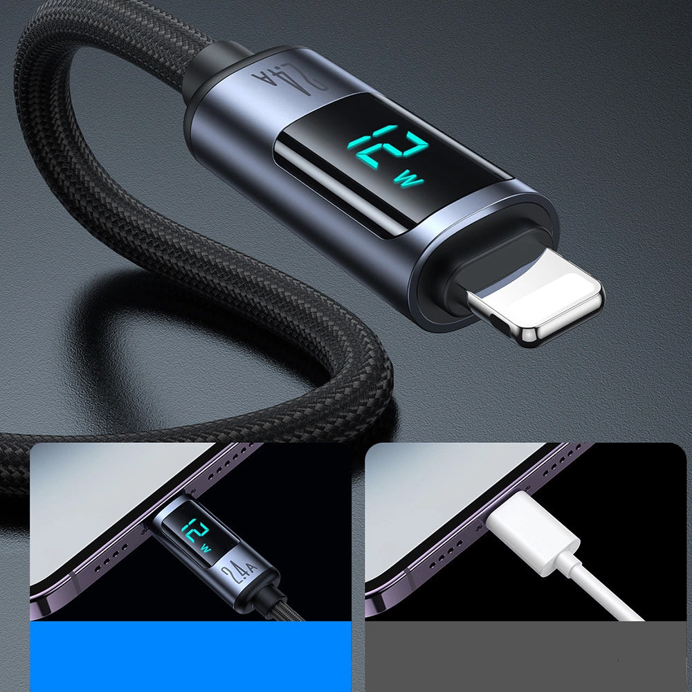 Kabel za prijenos podataka i punjenje USB-A - Lightning Joyroom S-A16 Prism Display, 12W, 1.2m, Crni