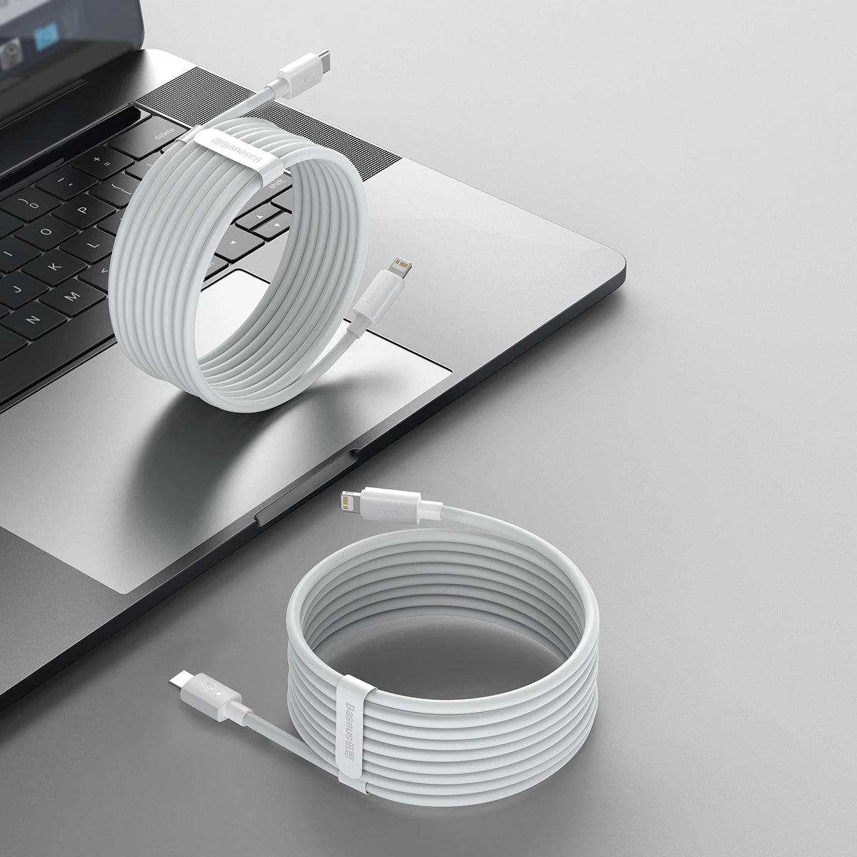 Kabel za Prijenos Podataka i Punjenje USB-C - Lightning Baseus Simple Wisdom, 20W, 1.5m, Set 2 komada, Bijeli