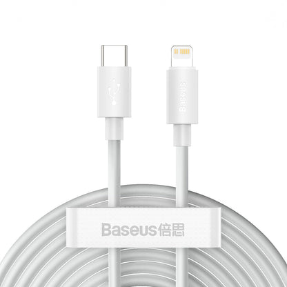 Kabel za Prijenos Podataka i Punjenje USB-C - Lightning Baseus Simple Wisdom, 20W, 1.5m, Set 2 komada, Bijeli