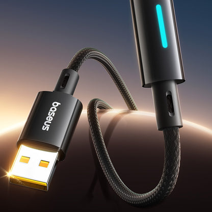 Kabel za podatke i punjenje USB-A - USB-C Baseus Lit Button Control, 100W, 2m, Crni P10379002121-01
