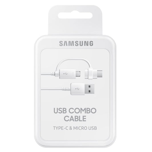Podatkovni i Punjački Kabel USB-A - USB-C / microUSB Samsung Combo 2u1, 18W, 1.5m, Bijeli EP-DG930DWEGWW