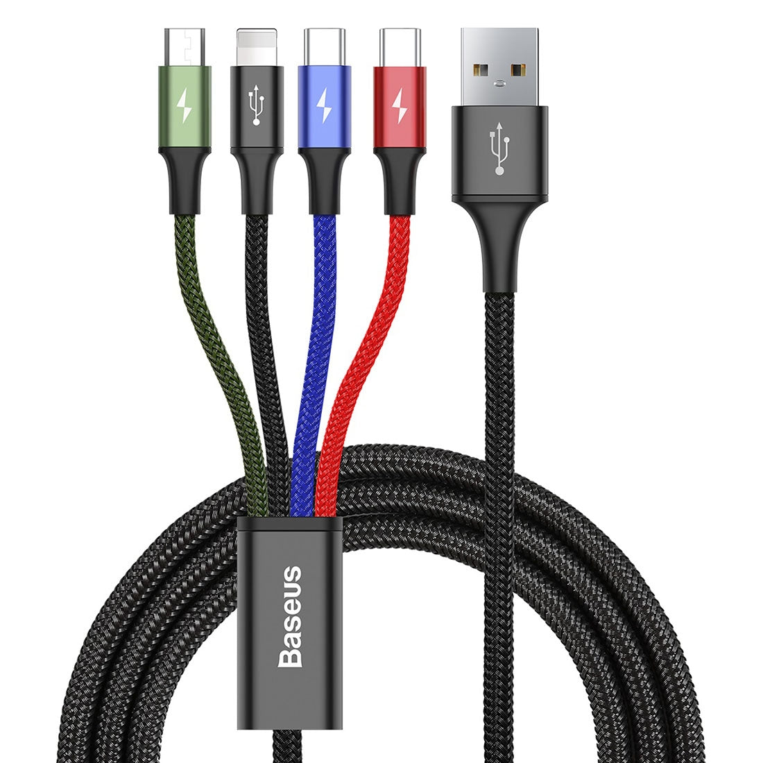 USB-A - Lightning / microUSB / 2 x USB-C Baseus Rapid 4in1 kabel za punjenje, 20W, 1.2m, Crni CA1T4-B01