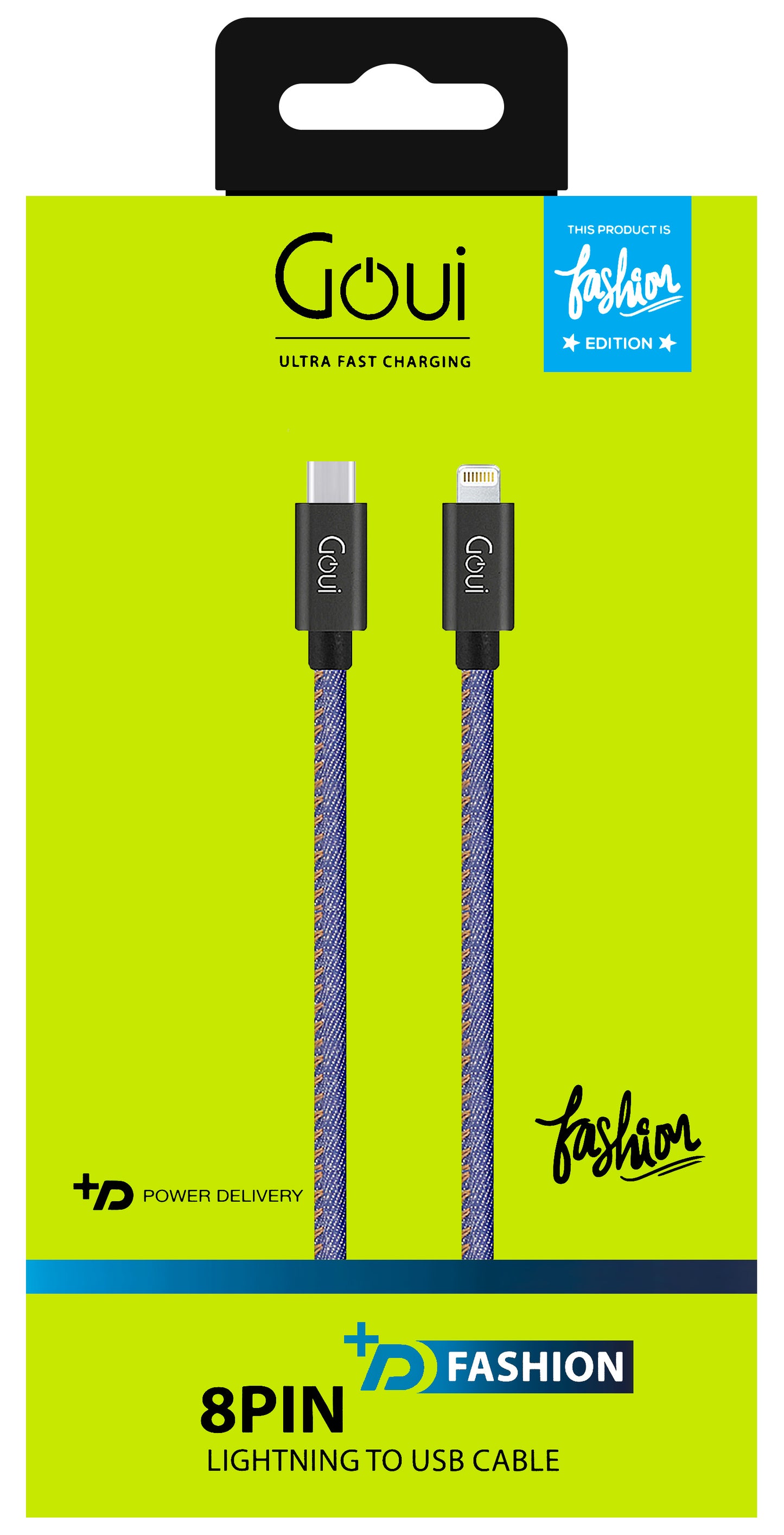 Kabel za Prijenos Podataka i Punjenje USB-C - Lightning Goui Fashion, 18W, 1m, Tamnoplavi G-FASHIONC94JB