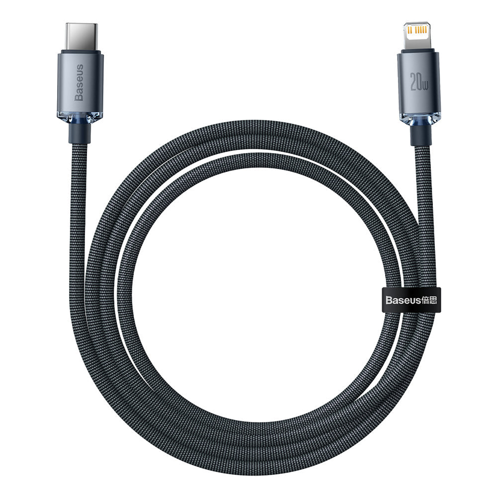 Kabel za Prijenos Podataka i Punjenje USB-C - Lightning Baseus Crystal Shine Series, 20W, 1.2m, Crni CAJY000201