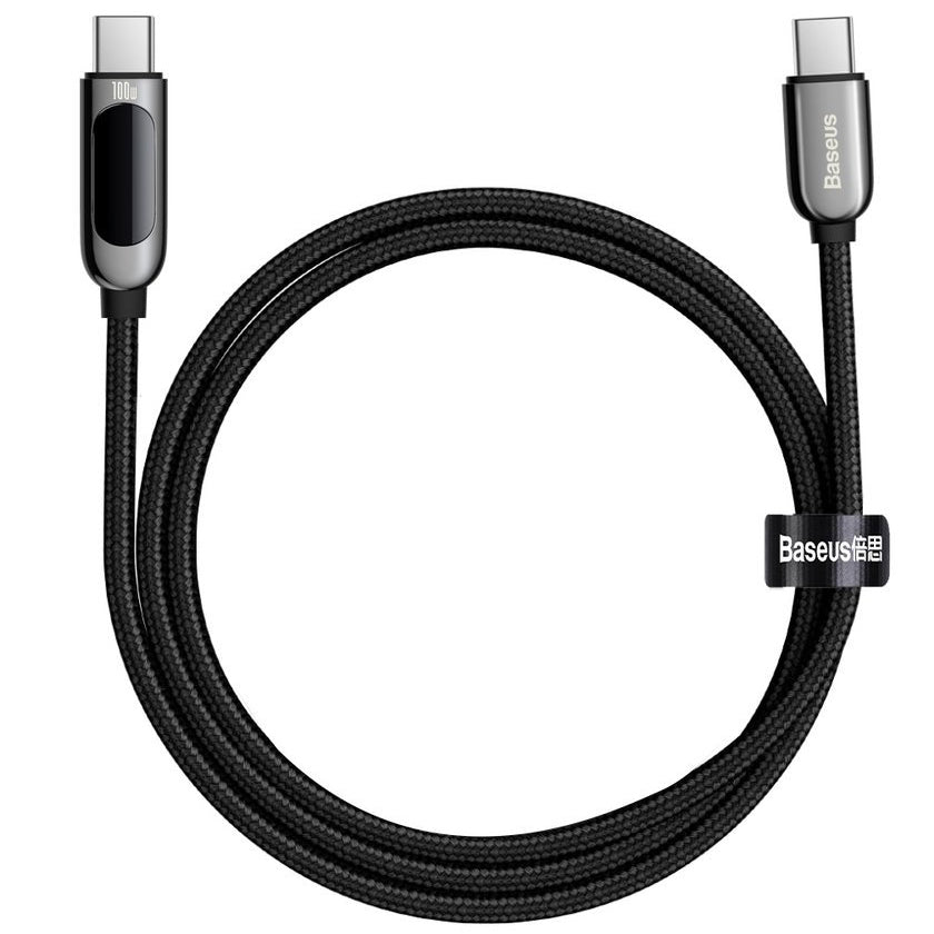 Kabel za Prijenos Podataka i Punjenje USB-C - USB-C Baseus Display, 100W, 1m, Crni CATSK-B01
