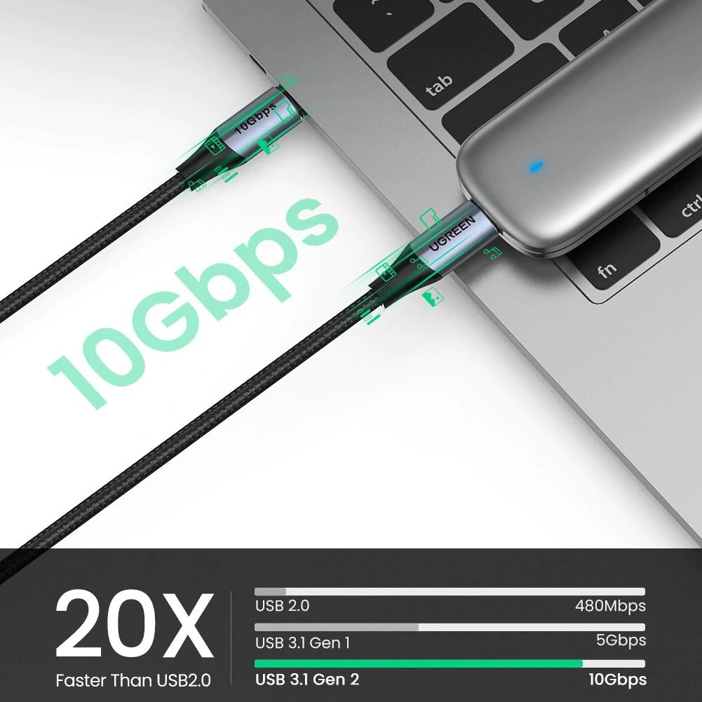 Kabel za Prijenos Podataka i Punjenje USB-C - USB-C UGREEN US355, 100W, 1m, Crni