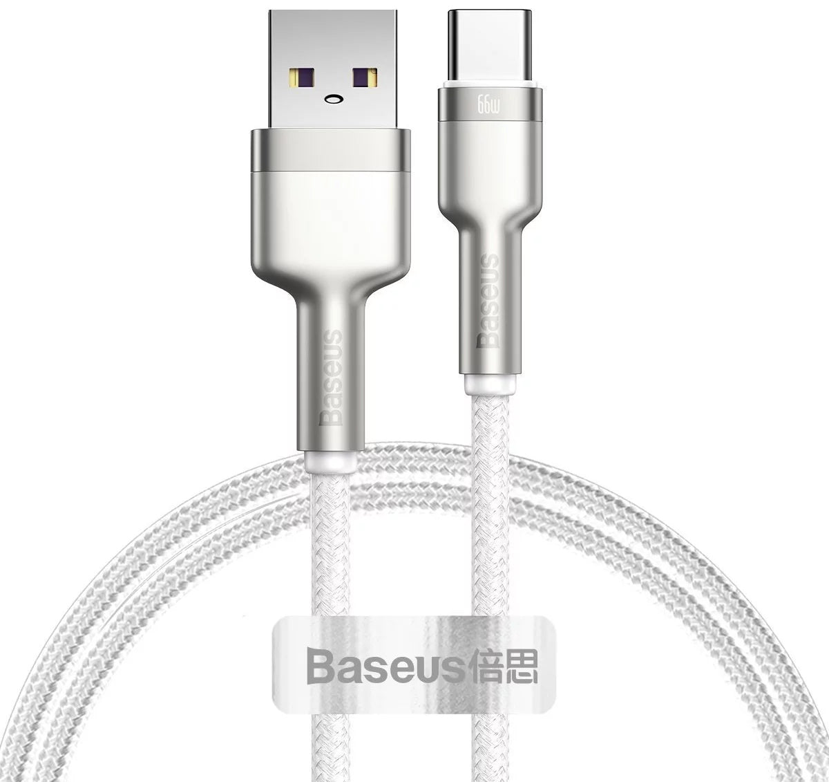 Kabel za Prijenos Podataka i Punjenje USB-A - USB-C Baseus Cafule Metal Series, 66W, 1m, Bijeli CAKF000102