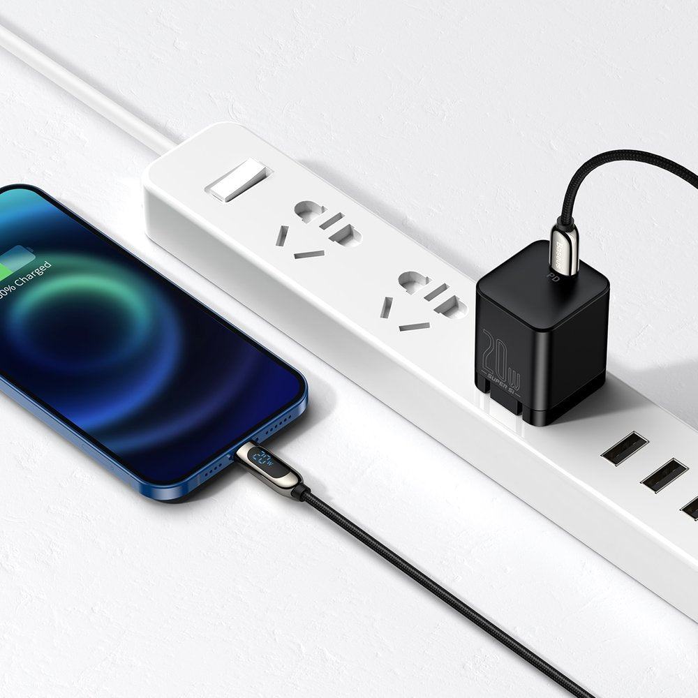 Kabel za Prijenos Podataka i Punjenje USB-C - Lightning Baseus Display Fast Charging, 20W, 2m, Crni CATLSK-A01