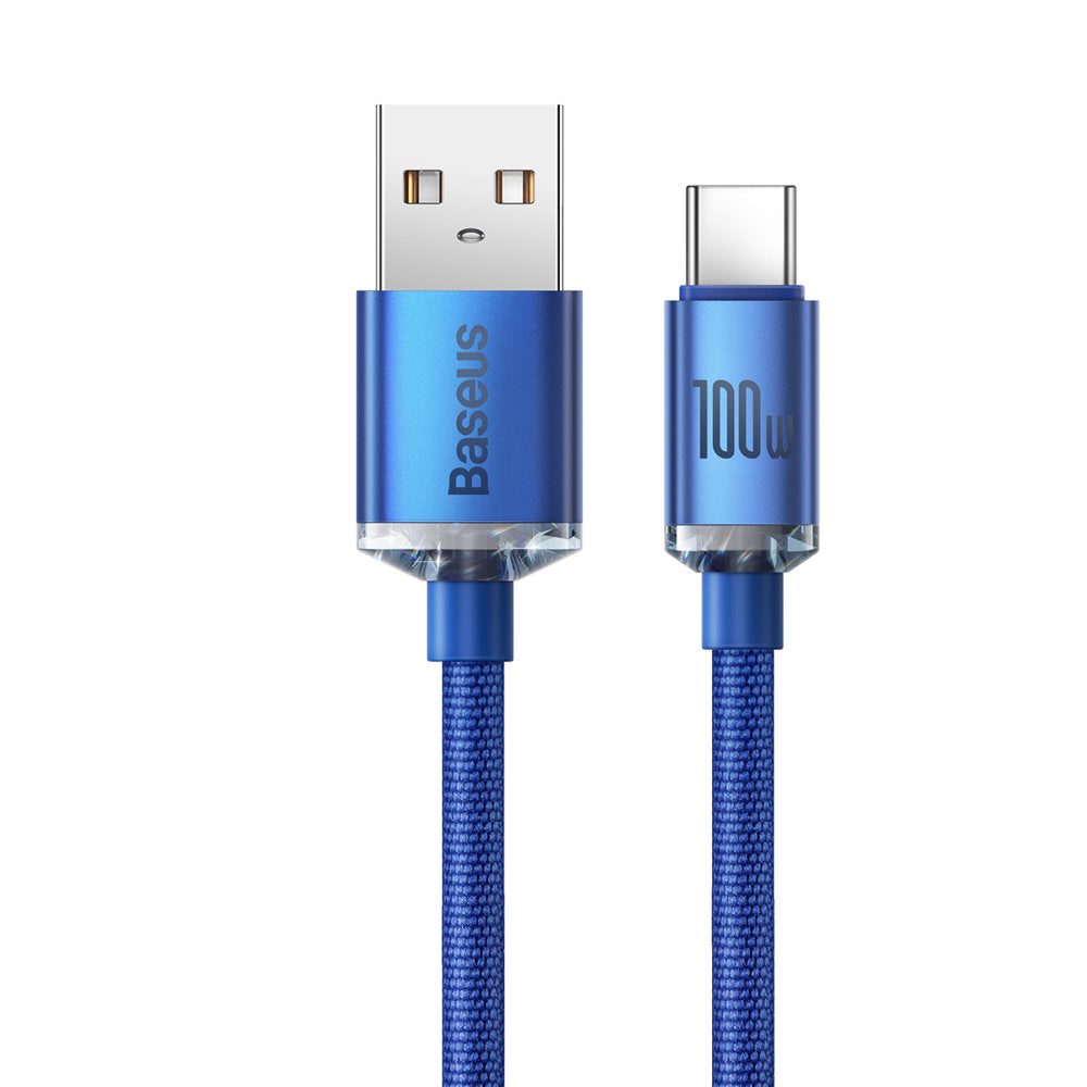 Kabel za Prijenos Podataka i Punjenje USB-A - USB-C Baseus Crystal Shine Series, 100W, 1.2m, Plavi CAJY000403