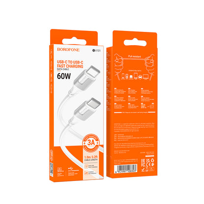 Kabel za podatke i punjenje USB-C - USB-C Borofone BX101 Creator, 60W, 1m, Bijeli
