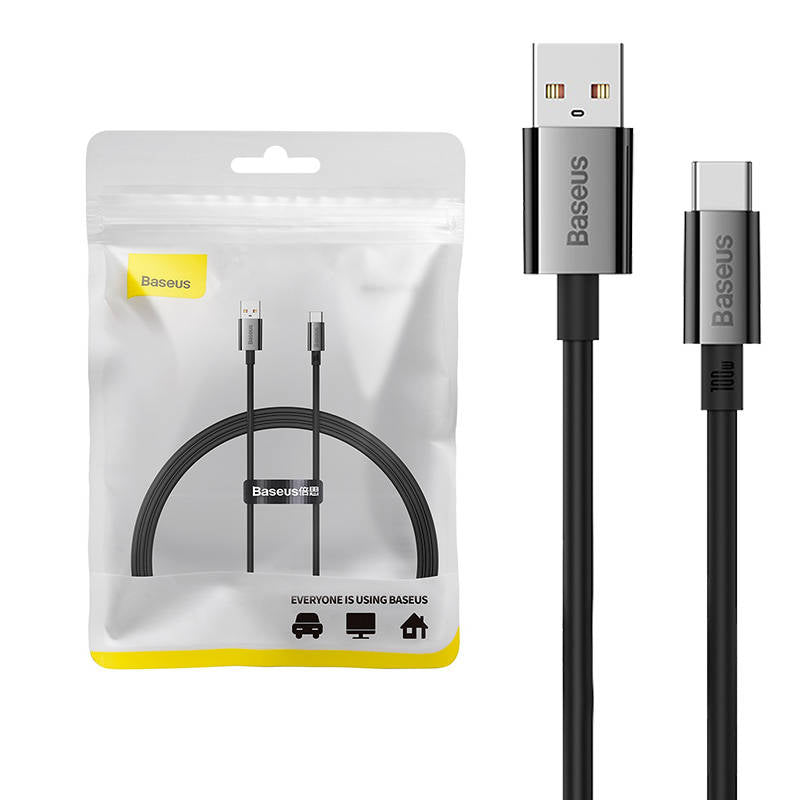 Kabel za Prijenos Podataka i Punjenje USB-A - USB-C Baseus Superior Series, 100W, 1m, Crni