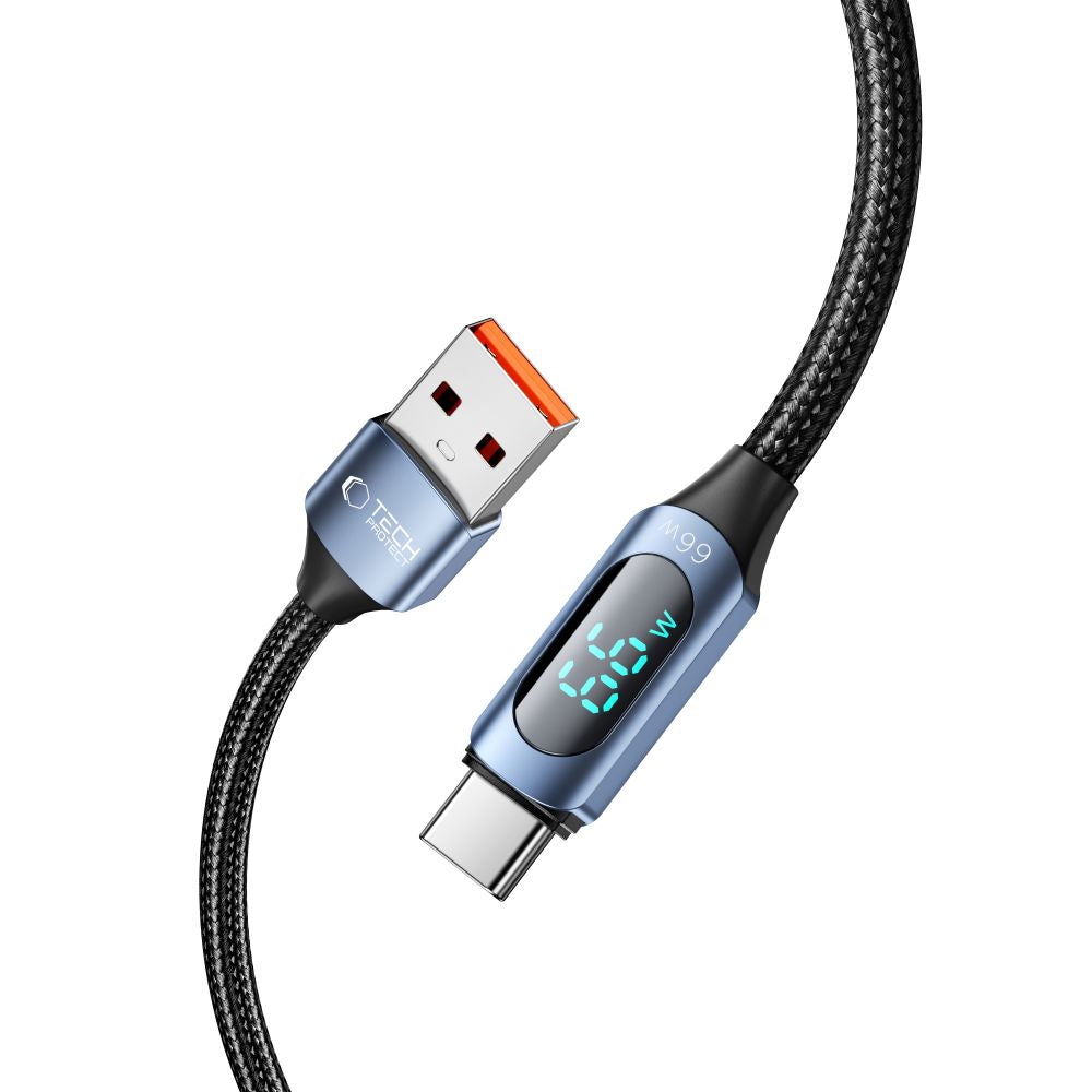 Kabel za Prijenos Podataka i Punjenje USB-A - USB-C Tech-Protect Ultraboost LED, 66W, 1m, Plavi