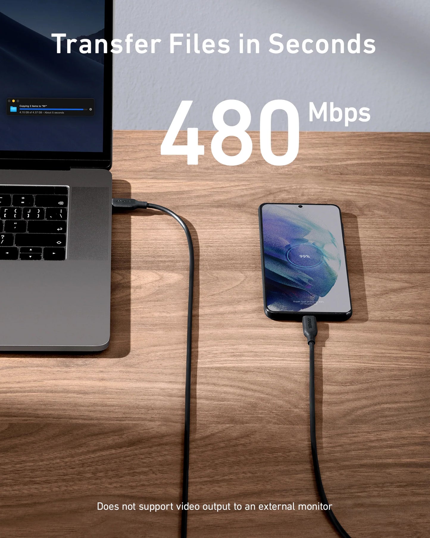 Kabel za Prijenos Podataka i Punjenje USB-C - USB-C Anker 543, 100W, 1.8m, Crni A80E2G11