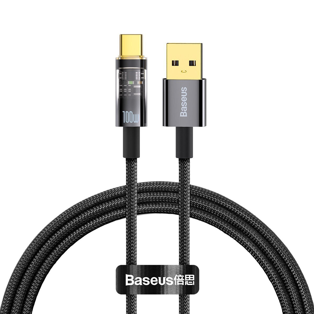 Kabel za Prijenos Podataka i Punjenje USB-A - USB-C Baseus Explorer, 100W, 1m, Crni CATS000201