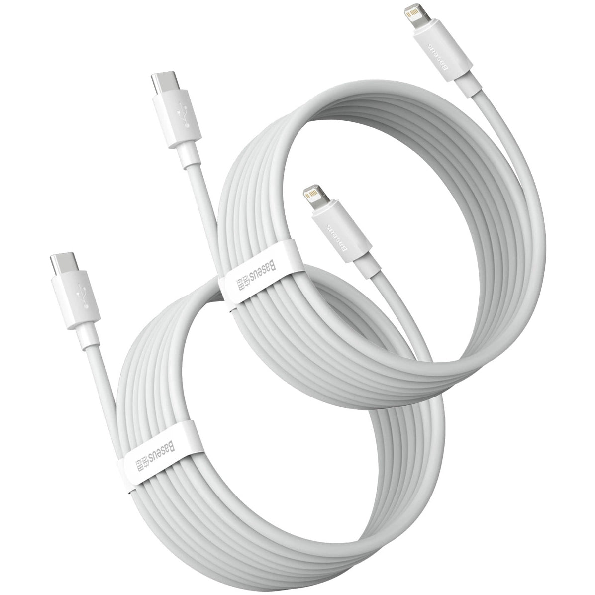 Kabel za Prijenos Podataka i Punjenje USB-C - Lightning Baseus Simple Wisdom, 20W, 1.5m, Set 2 komada, Bijeli