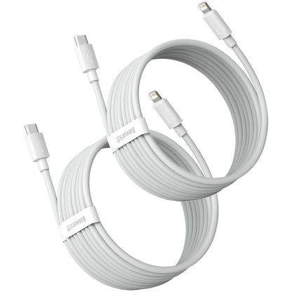 Kabel za Prijenos Podataka i Punjenje USB-C - Lightning Baseus Simple Wisdom, 20W, 1.5m, Set 2 komada, Bijeli
