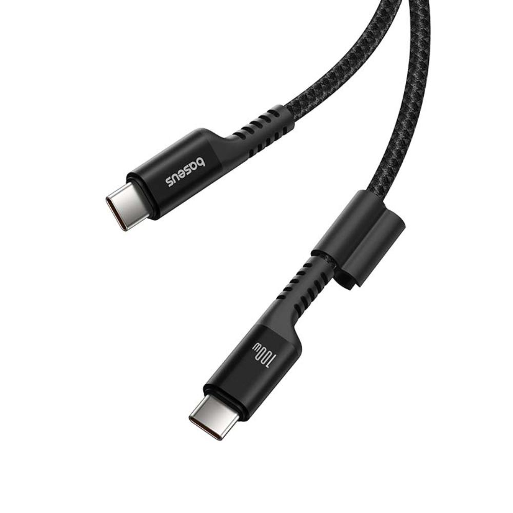 Cablu Date si Incarcare USB-C - USB-C Baseus Fish Eye Spring, 100W, 1m, Negru P10320203111-00