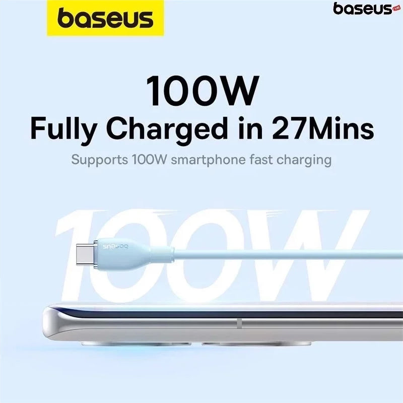 Cablu Date si Incarcare USB-A - USB-C Baseus Pudding, 100W, 1.2m, Albastru P10355703311-00