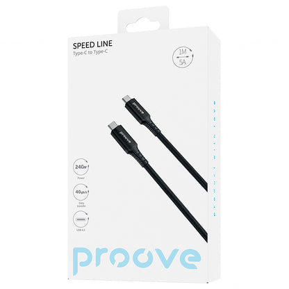 Kabel za prijenos podataka i punjenje USB-C - USB-C Proove Speed Line, 240W, 1m, Crni