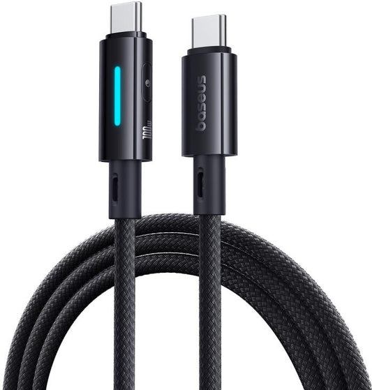 Kabel za podatke i punjenje USB-C - USB-C Baseus Lit Button Control, 100W, 2m, Crni P10379000121-01