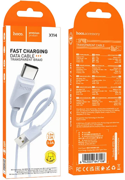 Kabel za podatke i punjenje USB-A - USB-C HOCO X114, 18W, 1m, Plavi